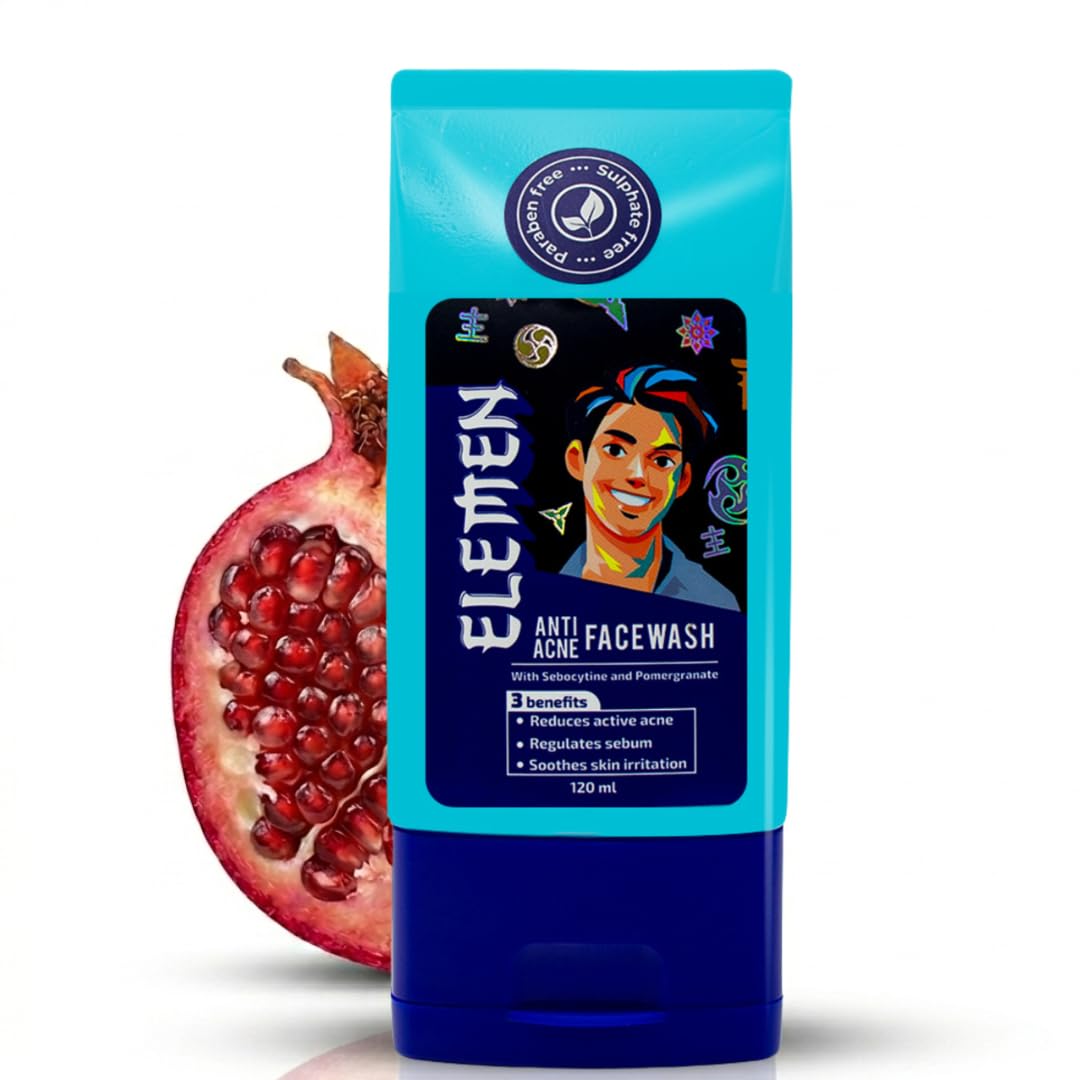 Elemen Oil & Acne Control Facewash for Boys 120 ml | Sulphate & Paraben-Free Daily Cleanser | Reduces Excess Sebum & Kill Acne-causing Bacteria | Calms existing pimples and prevents new ones-picture-29