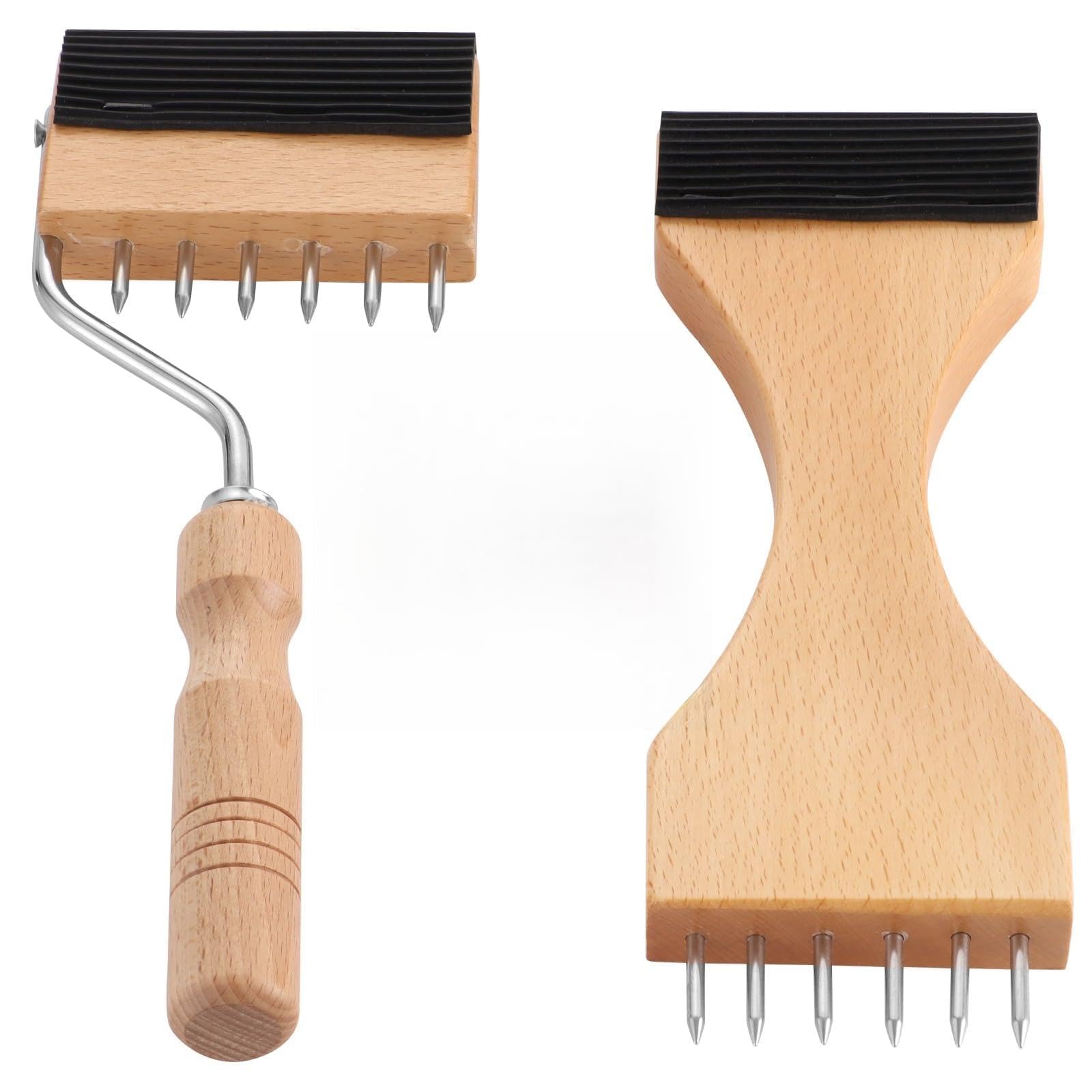 2er-Set Holzgriff-Gurtkämme, Metall-Zugwerkzeug, Textilwerkzeuge für Gurtweberei, Bekleidungsherstellung und DIY-Projekte, gleichmäßige Fadenverteilung, sanftes Ziehen