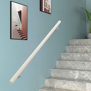 Staircase Handrail, White Solid Wood Round Railings, Non-Slip Hand Rail for Indoor Outdoor Porch Safety Banister2ft/60cm