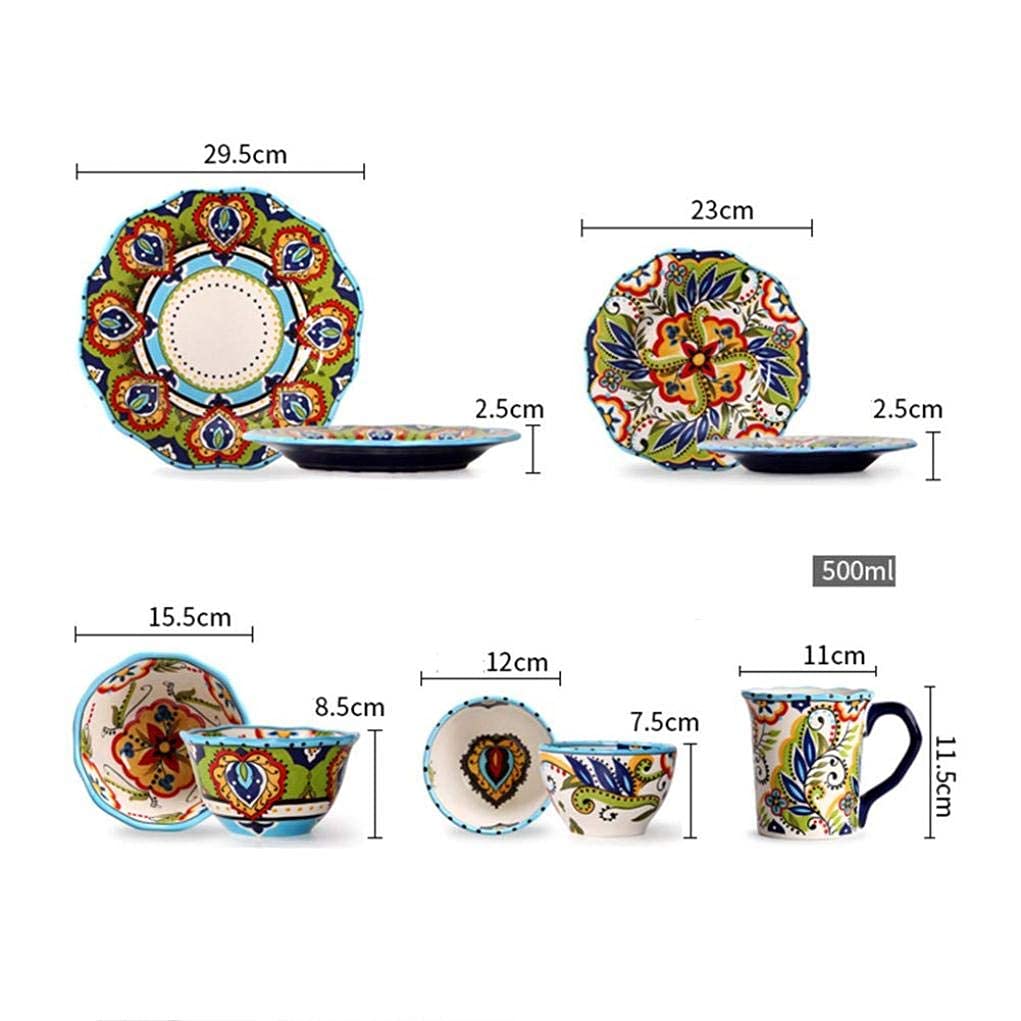 Elegancki zestaw obiadowy, 5 sztuk Vintage wzór pasterski porcelanowy zestaw obiadowy ceramiczna zastawa stołowa prezent na parapetówkę