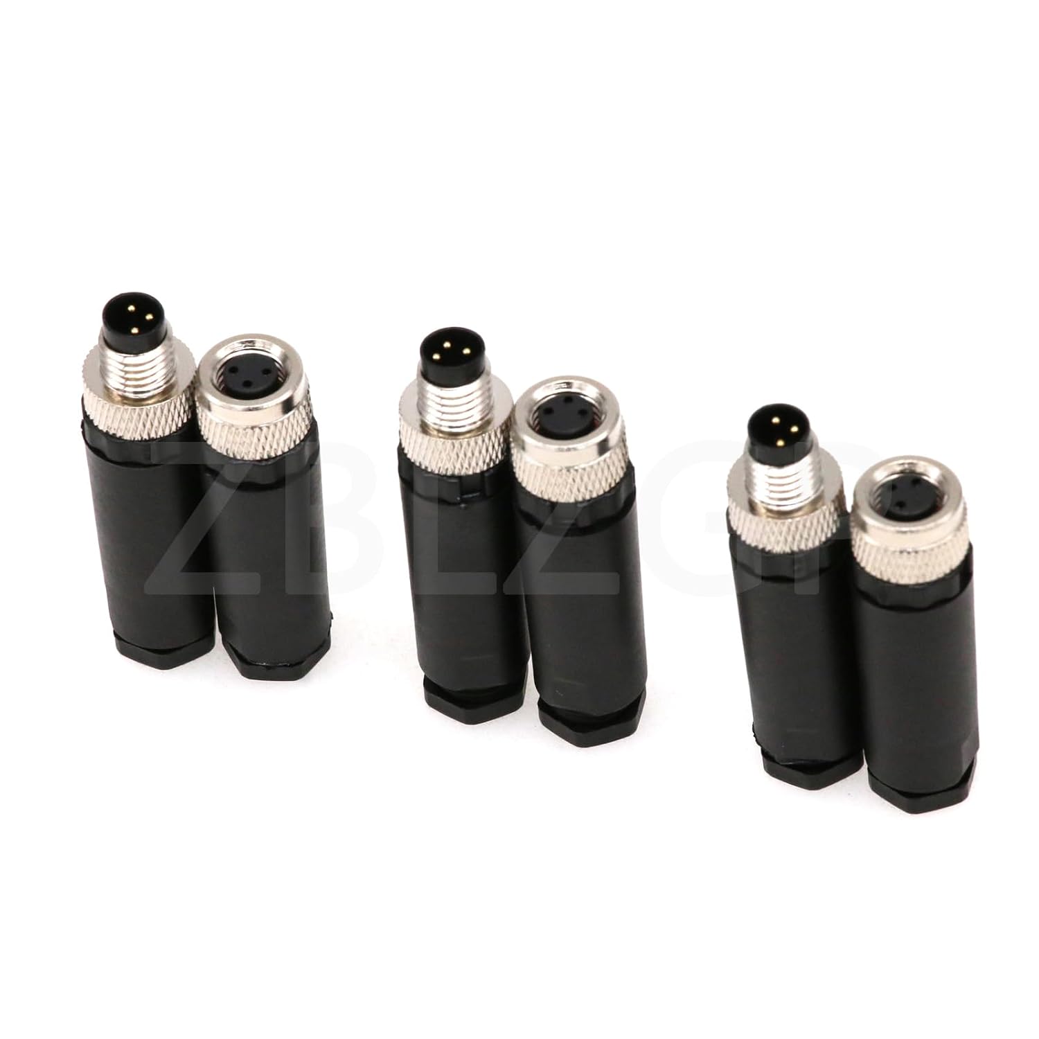 M8 3Pin A Coding Sensor Connector, 8mm Screw-Joint Field Wireable Plug Socket, Waterproof Unshielded Male Female Circular Aviation Connector for Photoelectric Barriers, 3 Pack