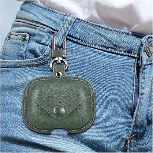 Image of Like Star AirPod Pro /Pro2 Camouflage Leather case Cover Shockproof with Loss Prevention Clip for Apple Air-Pods Pro /Pro2 Wireless Charging Case (Army Green)