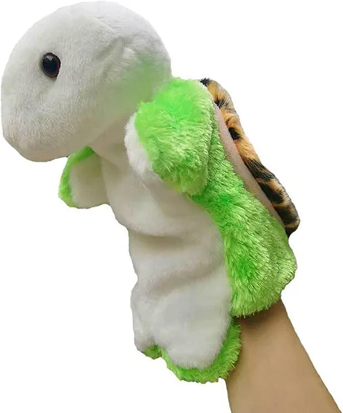 Hand Puppets Tortoise Plush Animal Toys Dolls for Kids Imaginative Pretend Play Storytelling Green Turtle
