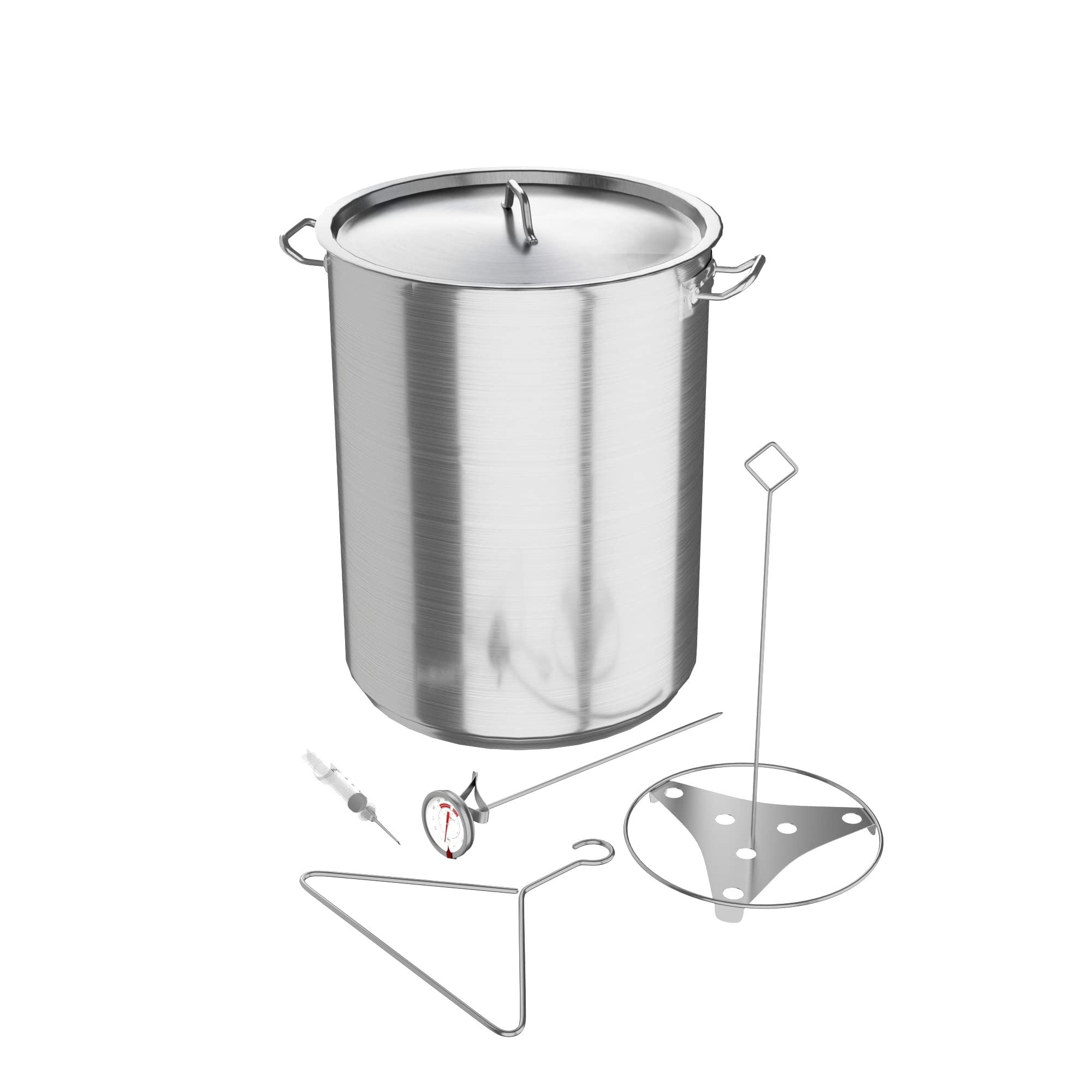 Krollen Industrial 30 Qt. Aluminum Turkey Fry Pot/Stock Pot with Lid and Accessories