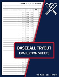 Baseball Tryout Evaluation Sheets: Evaluate Player's Skills, Performance, and Potential | Baseball Player Assessment Forms Book