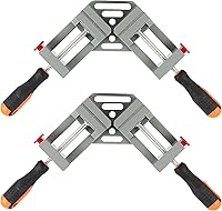 Vista 1 de HOIGON Paquete de 2 abrazaderas de esquina de doble mango, abrazadera de esquina de ángulo recto de 90 grados con mandíbula oscilante ajustable