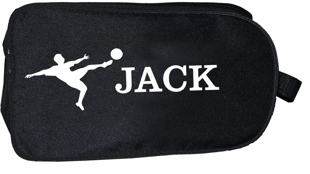 Personalized SPORT Football Boot Bag,Shoes bag, School, Sports, PE (Black_Football_Player)