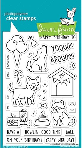 Lawn Fawn LF3158 Yappy Birthday 4X6 Juego de sellos transparentes