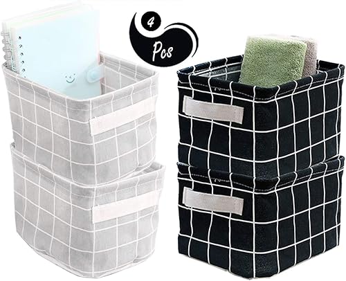 AARAINBOW Paquete de 4 cestas de almacenamiento de lona, mini cubos de almacenamiento para maquillaje, forros de juguetes, cestas de almacenamiento
