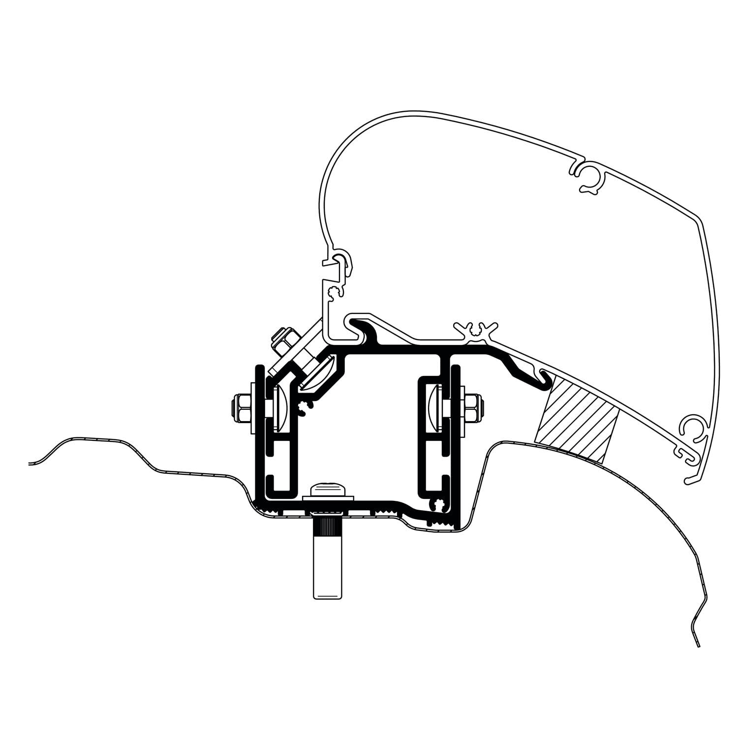 Thule Markisen-Adapter für VW Crafter 2017 / MAN TGE Omnistor 6300/6200 Camping Wohnwagen Wohnmobil