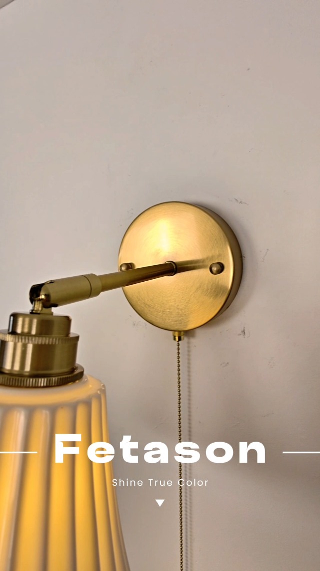 Image of Hardwired Wall Sconces Wall Lighting Set of 2, Modern Ceramic Gold Wall Sconce Light with Pull Chain Switch, Indoor Bedside Wall Lamp Light Fixture for Living Room Bedroom Kitchen Home Office Hallway