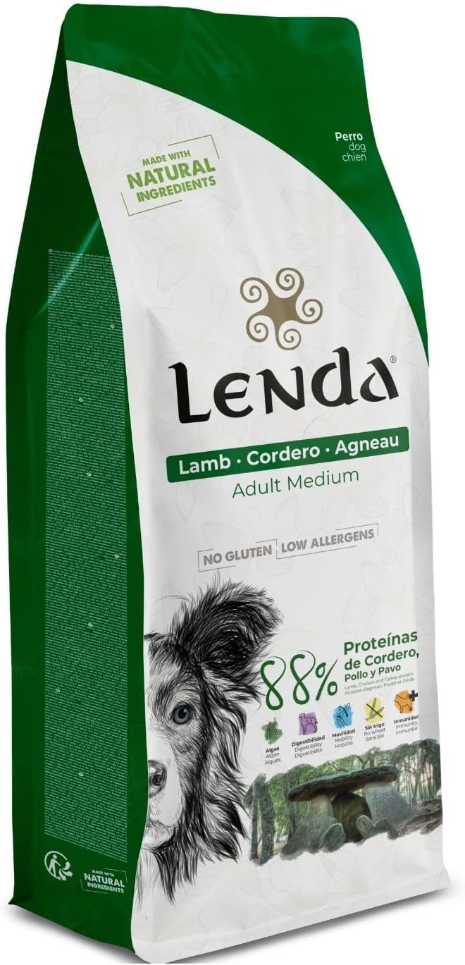 Lenda Lamb 12 KG - Pienso para Perros Rico En Cordero | Alimento Completo Natural para Perros Jóvenes y Adultos de Todas Las Razas | Comida para Mascotas Completa y Equilibrada
