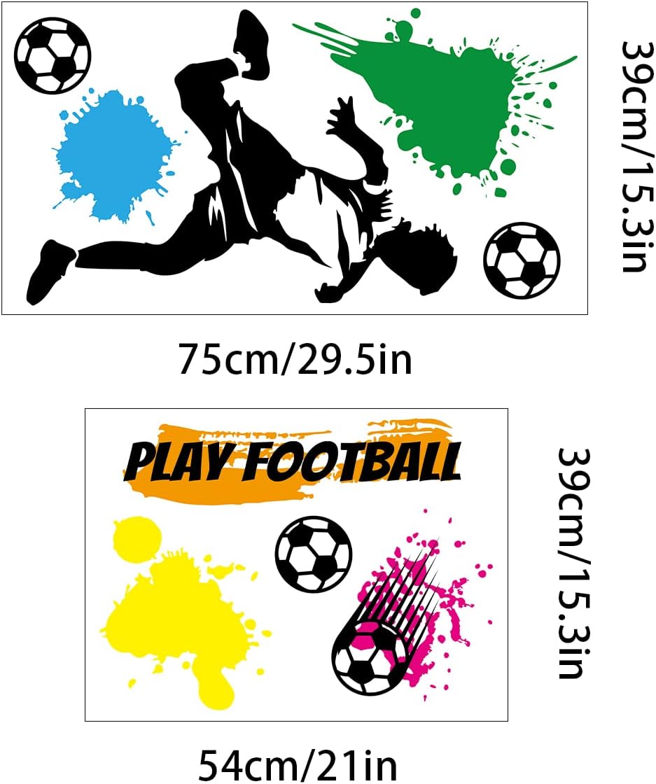 PLIGREAT 2 Sheets Soccer Wall Stickers, Football Player Wall Decals - Image 5