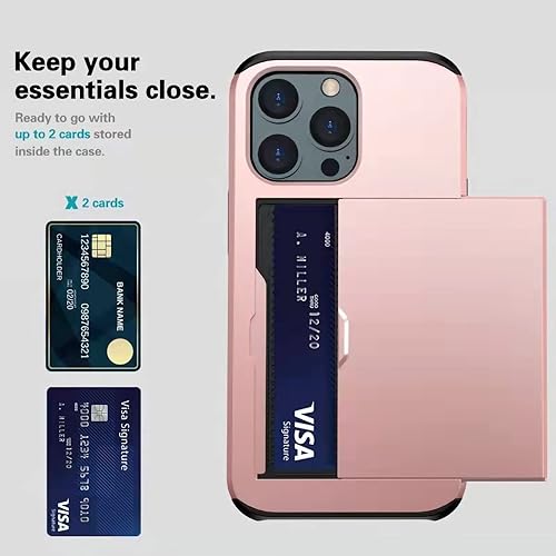 Miniatura 5 de Funda híbrida compatible con iPhone 13 Pro, funda tipo cartera híbrida para iPhone, tarjetero, protección resistente, a prueba de golpes,