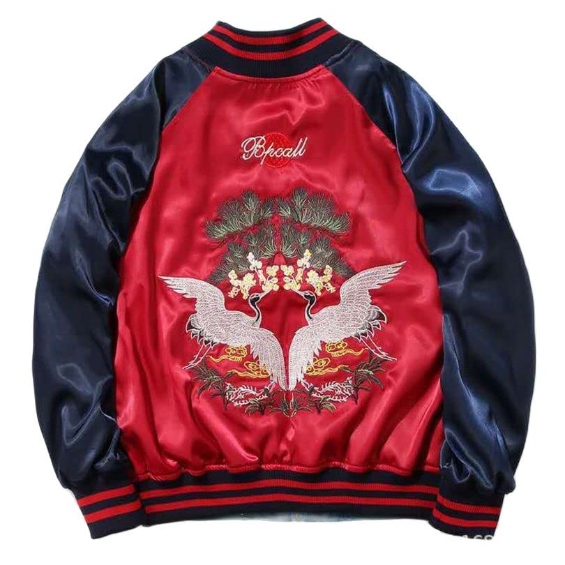 USTZFTBCL Sukajan Satin Bomber Baseball Jacket,Yokosuka Embroidery,Double-Sided Coat,Spring Collection3