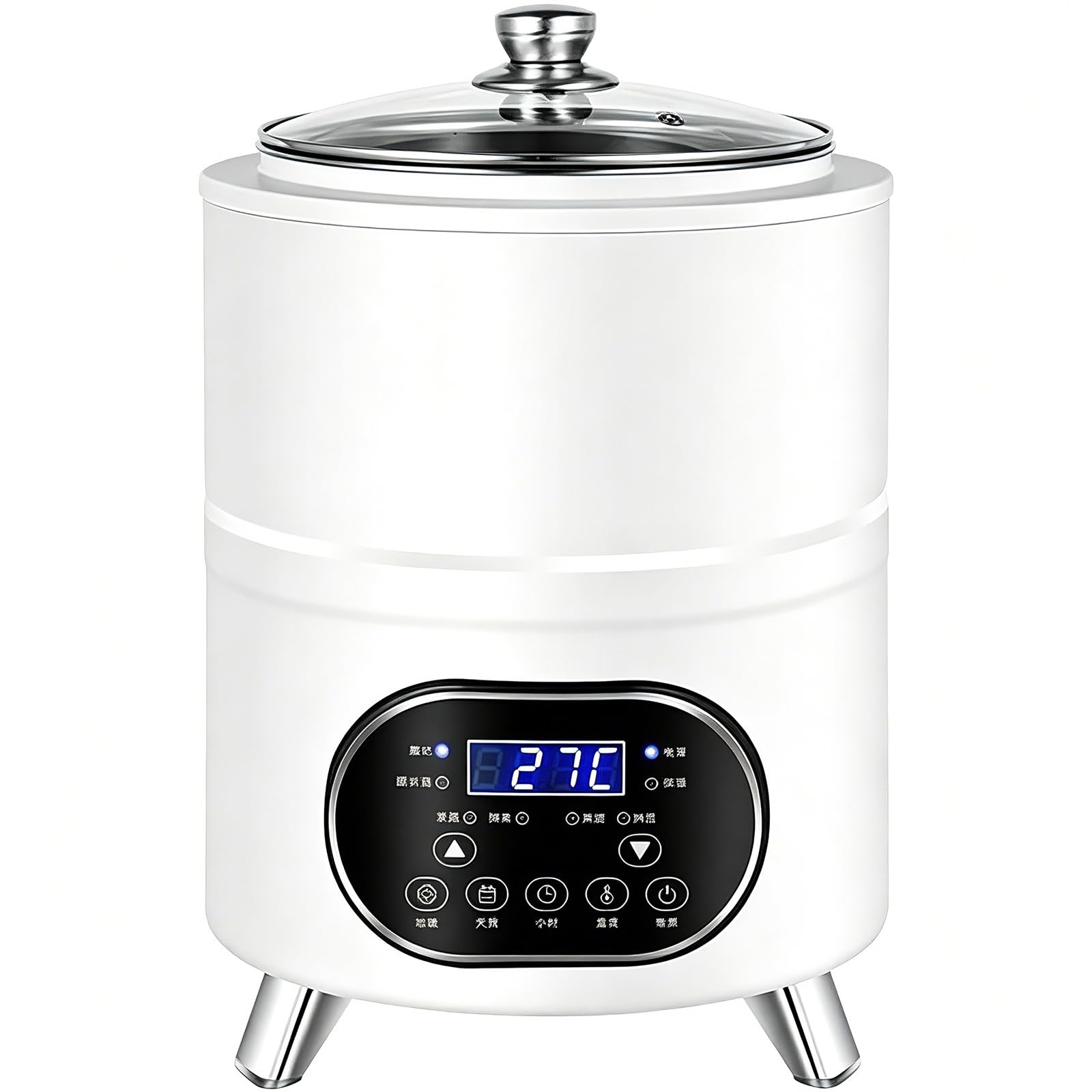 Máquina de fermentación de yogur, máquina eléctrica de yogur con control digital de temperatura (25-80 ℃) y temporizador, calor uniforme de 360°, capacidad de 8 litros para natto y vinagre de frutas
