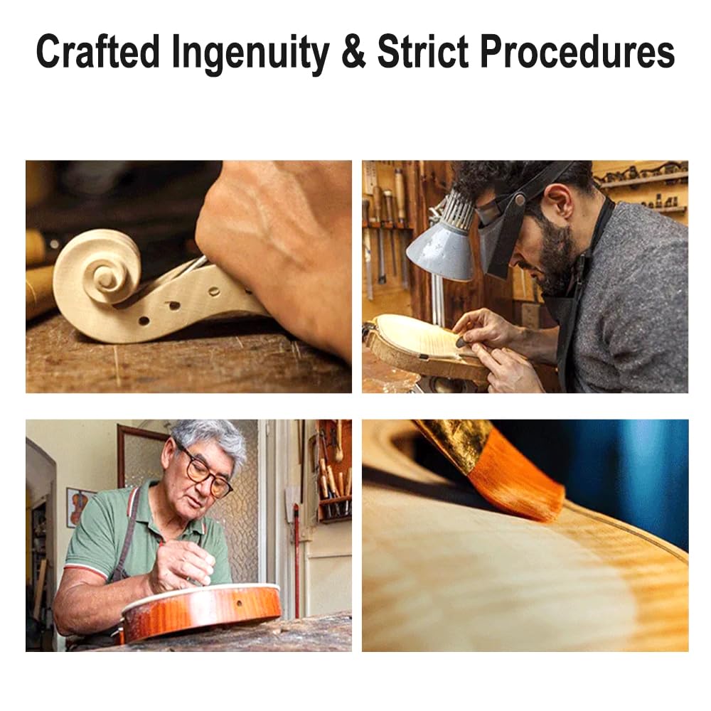 Yinfente Violino elettrico a 5 corde, in legno d'acero, con parte posteriore in abete rosso, accessori EQ con custodia rigida, archetto in legno brasiliano, colofonia, cavo AUX, panno per la pulizia