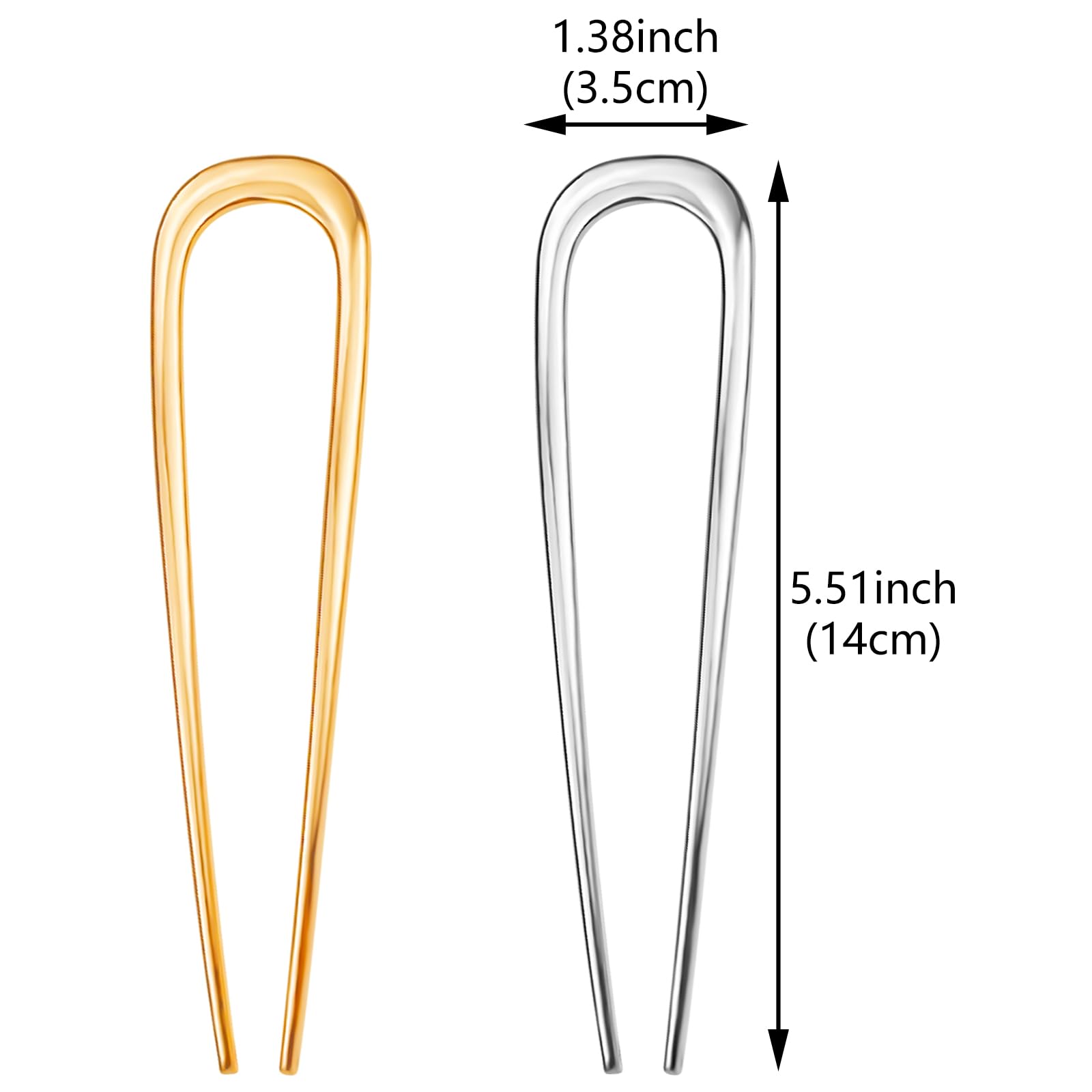 4 Pcs 5.5Inch French Hair Pins Large U-shaped Chignon 2 Prong Bun Hair Sticks Vintage Metal Forks Stick Accessories for Long Thick Hair Women