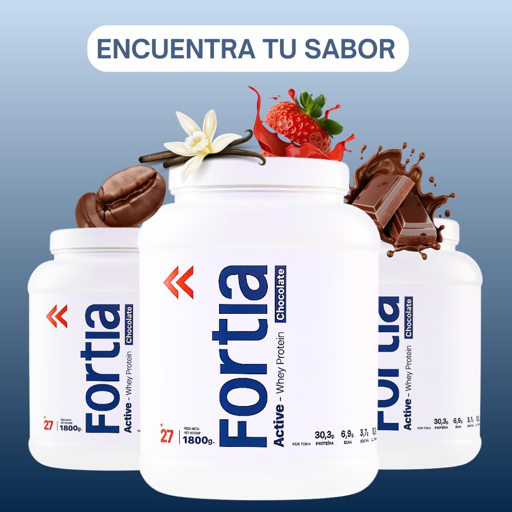 FORTIA Proteinas Whey 30 g por Batido | Proteína en Polvo Premium de Suero de Leche Sabor Chocolate 900g | Whey Protein para Masa y Recuperación Muscular | Bajo en Grasa y Fácil Digestión