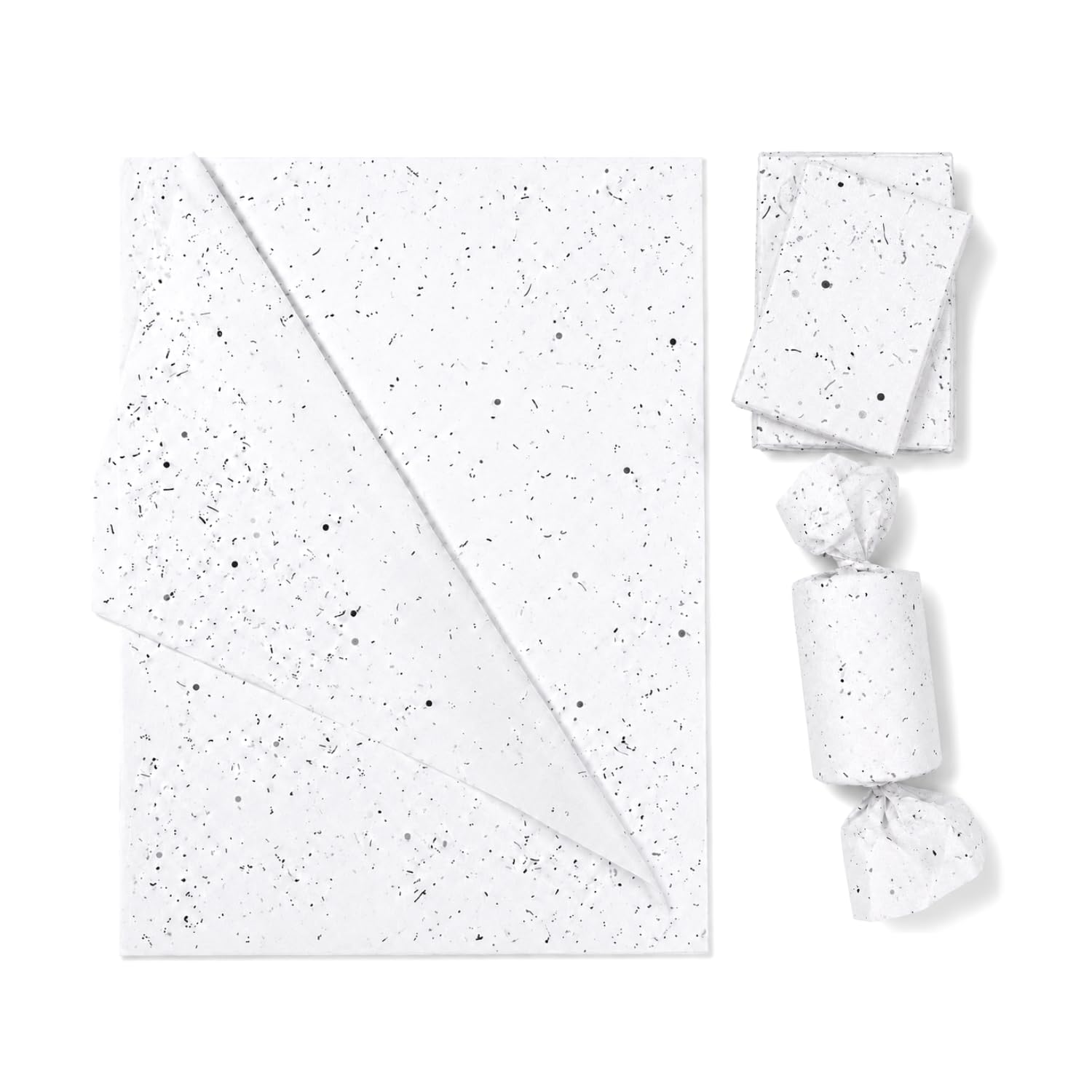 TOWNBUS - 50 nos of Moondust Printed Tissue Paper for Gift Wrapping, 18 GSM, 14 x 19 Inches | White Tissue Sheets with Black Speckle Design for Sarees, Boutique Apparel, Gift Boxes, Hampers & Crafts