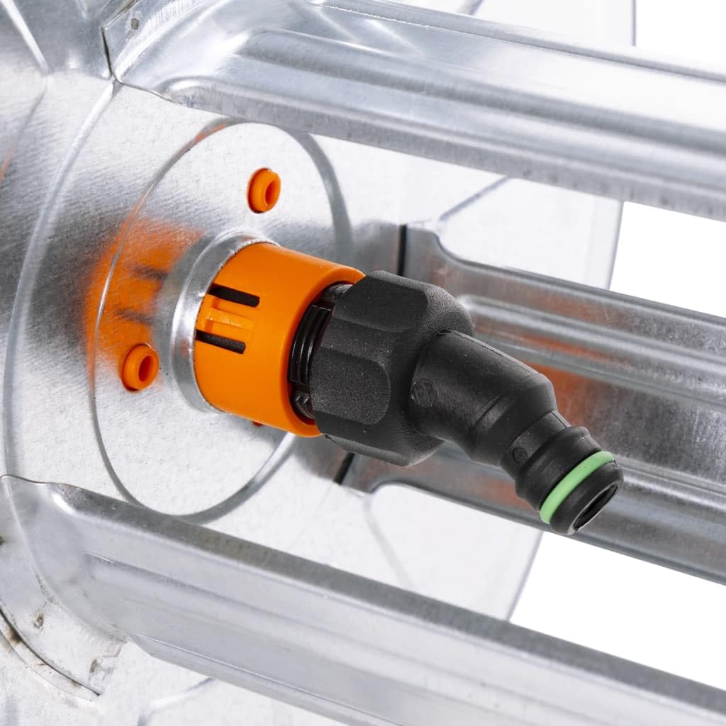 Avvolgitubo da parete per tubo da giardino da 50 m da 1/2", supporto orientabile in acciaio zincato, irrigazione da giardino salvaspazio, argento