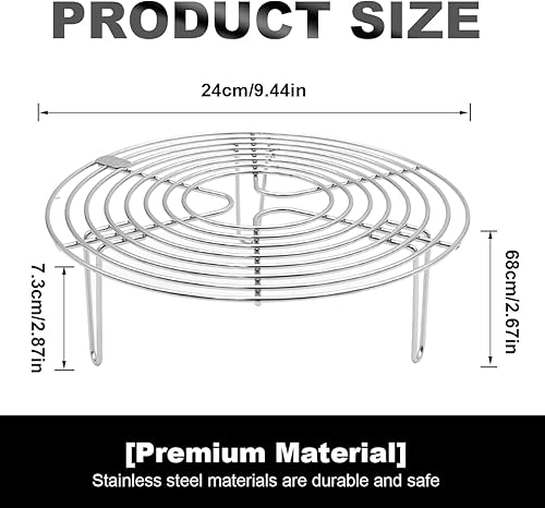 Miniatura 2 de Estante redondo de vapor y estante de enfriamiento, salvamanteles de acero inoxidable, estante de cocina, soporte de rejilla de vapor de alambre,