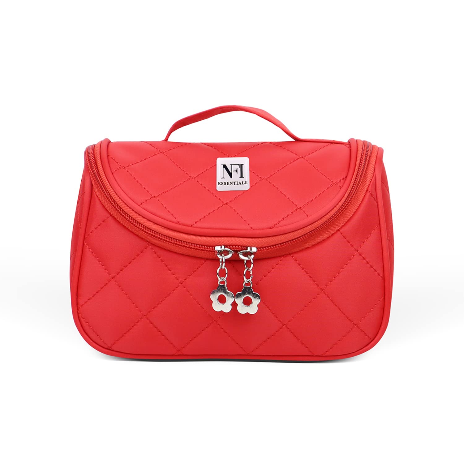 NFI Essentials Polyester Solid Color Cosmetic Pouch | Makeup Pouch | Vanity Case | Jewellery Pouch | Stationery Pencil Case | Makeup Travel Bag | Travel Organiser |Bridal Gift(Y26 RED Cosmetic Pouch)