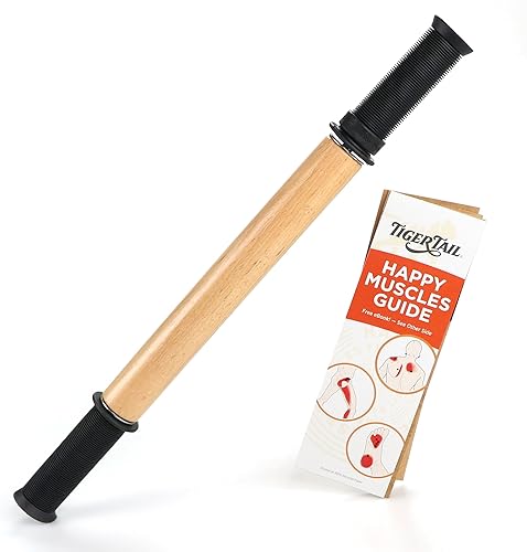 Tiger Tail ReGreen Rodillo de madera de 18 pulgadas, de mano, rodillo de madera de tejido profundo, masaje corporal y herramienta de liberación