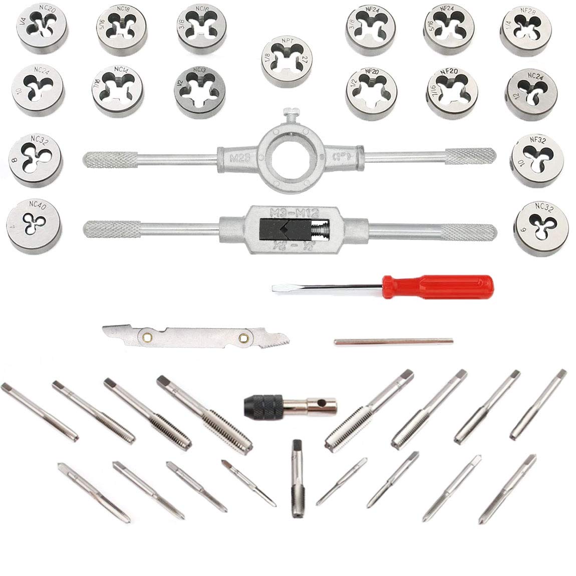 40 Piece Tap and Die Set,SAE Inch Sizes, Essential Threading Tool with