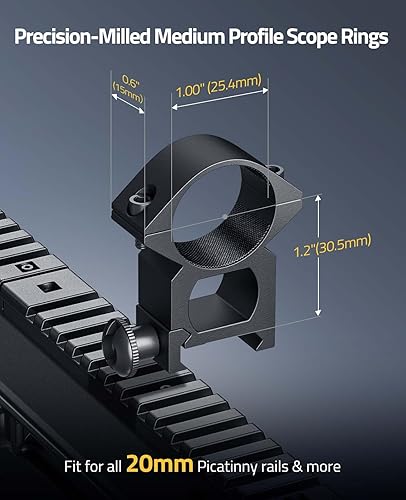 Vista 31 de CVLIFE Anillos de alcance de 1 pulgada - Montaje de alcance para rieles de cola de milano y Picatinny - 2 piezas Negro
