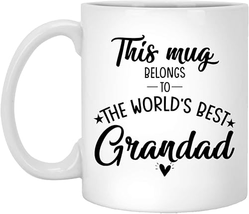 Generic Taza con texto en inglés "This Mug Belongs To The World s Best Grandad World's Best Grandad World, regalo para abuelo, cumpleaños, abuelo,