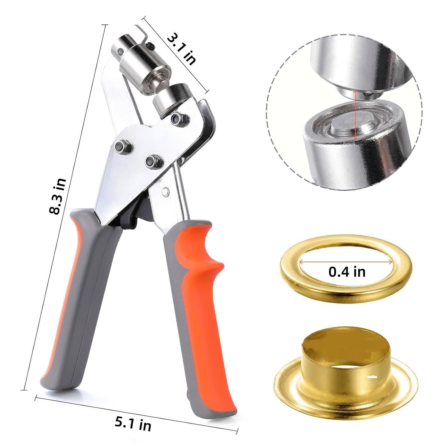Kit d'outils pour œillets, 10 mm, pince à œillets en métal, outil de perforation pour bâches en cuir, sacs en papier, PVC, avec 300 œillets en aluminium