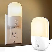 Vista 1 de Dimmable Night Light Plug in with On/Off Switch, Auto Dusk to Dawn Sensor LED Nightlights, Adjustable Brightness (Warm White) for Bathroom, Hallway