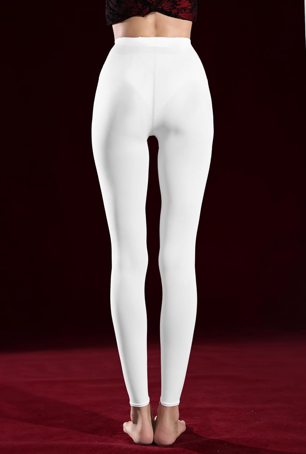 Women's Footless Tights 80D Soft Opaque High Waist Solid Color Tights - Image 5