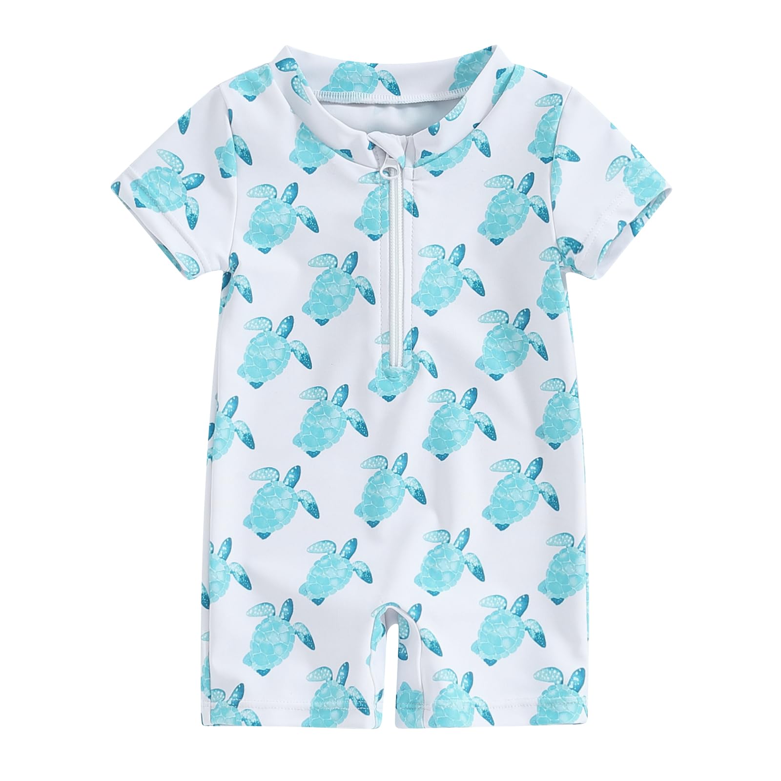 Toddler Baby Boy Swimsuit One-Piece Zipper Starfish Tree Print Bodysuit Sunsuit Swimwear Bathing Suit