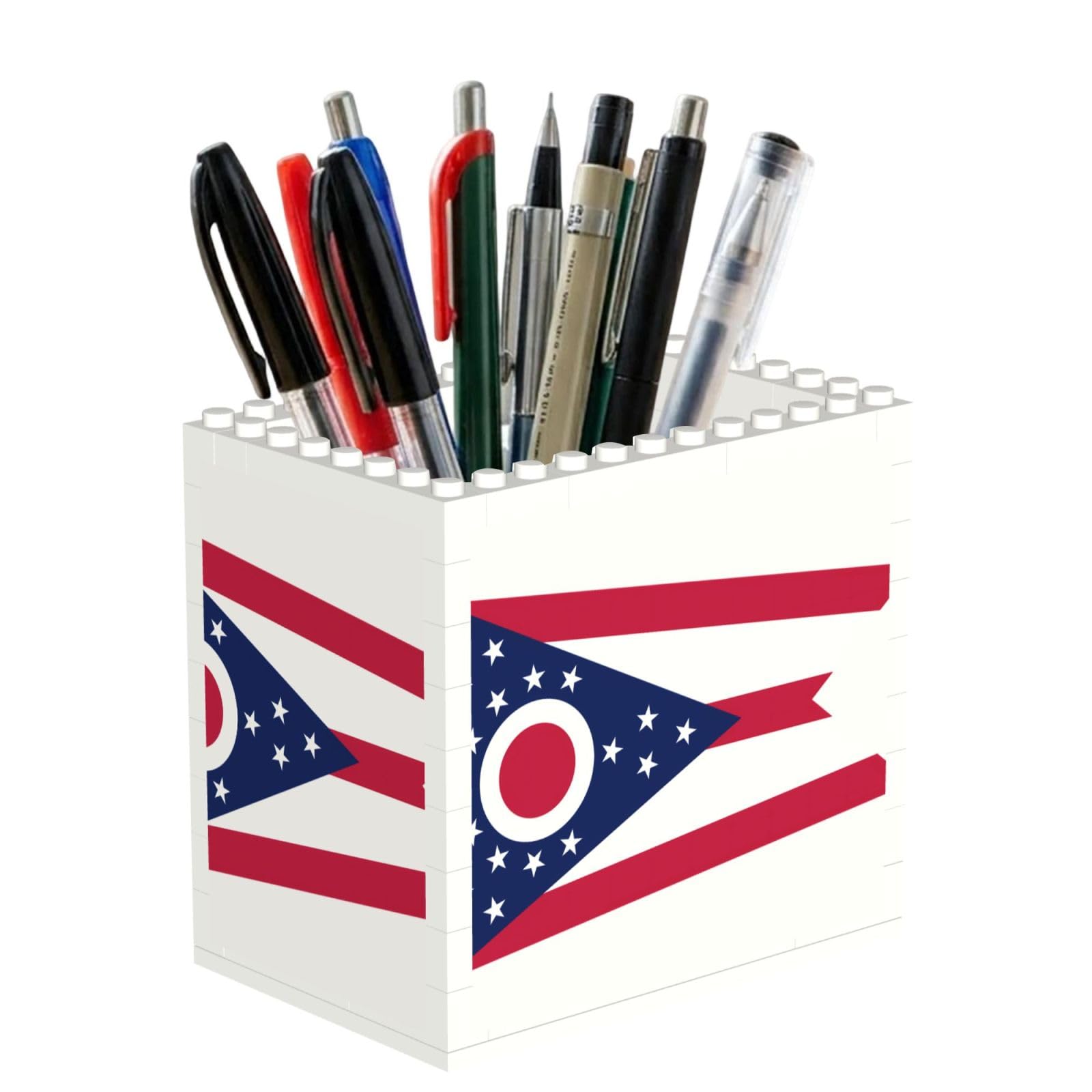 SXZVVBN Ohio State Flag Building Block Desk Tidy ABS Organiser