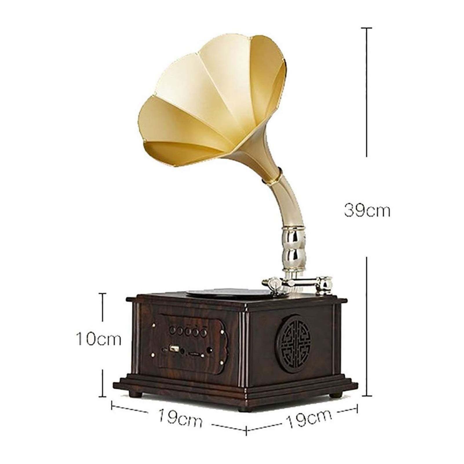 Mini Vintage Retro Classico Grammofono Fonografo Forma Stereo Speaker Sistema Audio Carillon