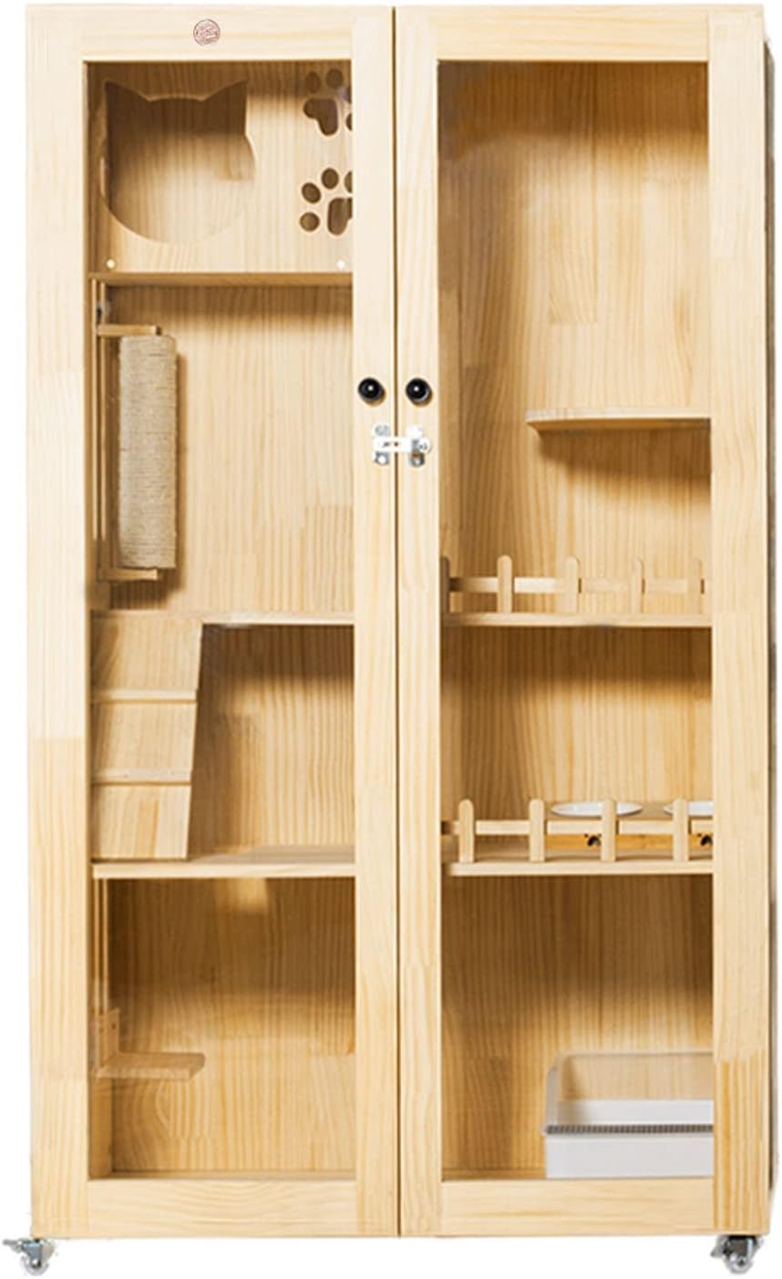 Laifug Large Wooden Cat House for Outdoor and Indoor Cats,Luxury Multi