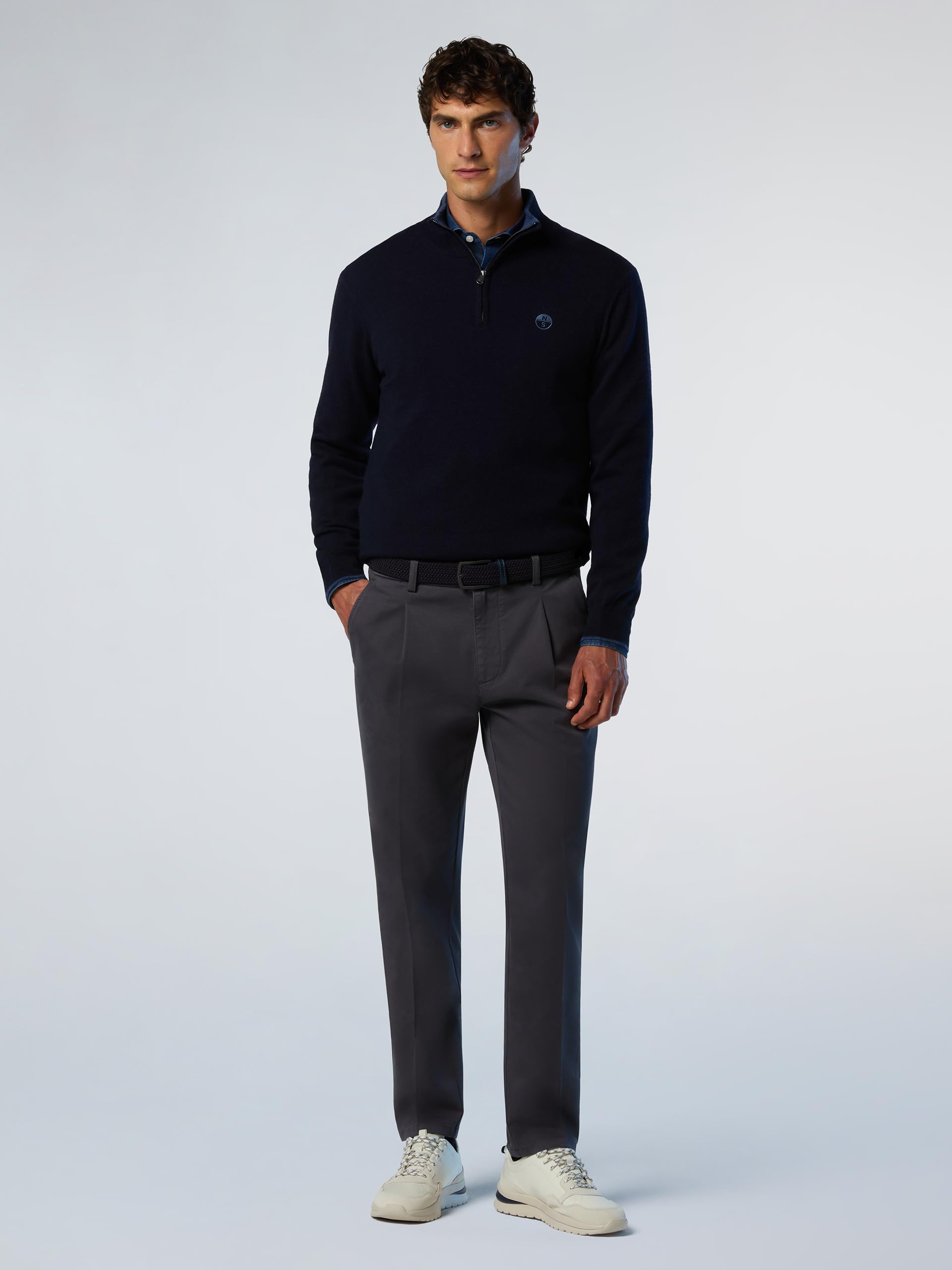 NORTH SAILS Maglione Uomo in Misto Cashmere con Mezza Zip