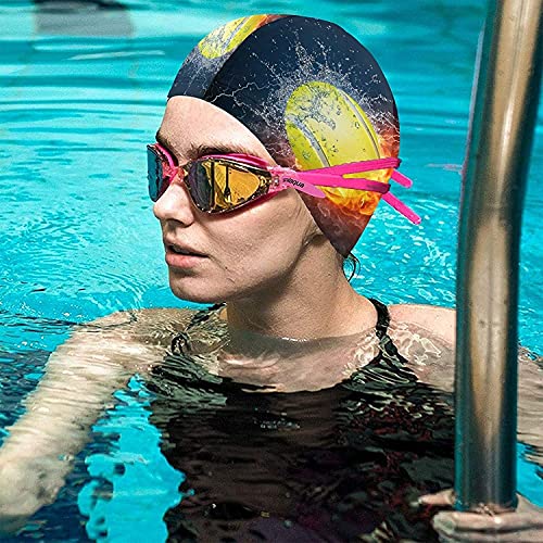 Badmutsen Om Haar Droog Te Houden Dames Badcap-3D Print 2-11" - 13", Zwemmen Cap Fashiofrican Meisje Met Kleurrijke Geverfd Paars Haar Op Teal Blue Swim Cap Hoed Voor Vrouwen Mannen Lang Haar Volwassen Waterdichte S - Image 4