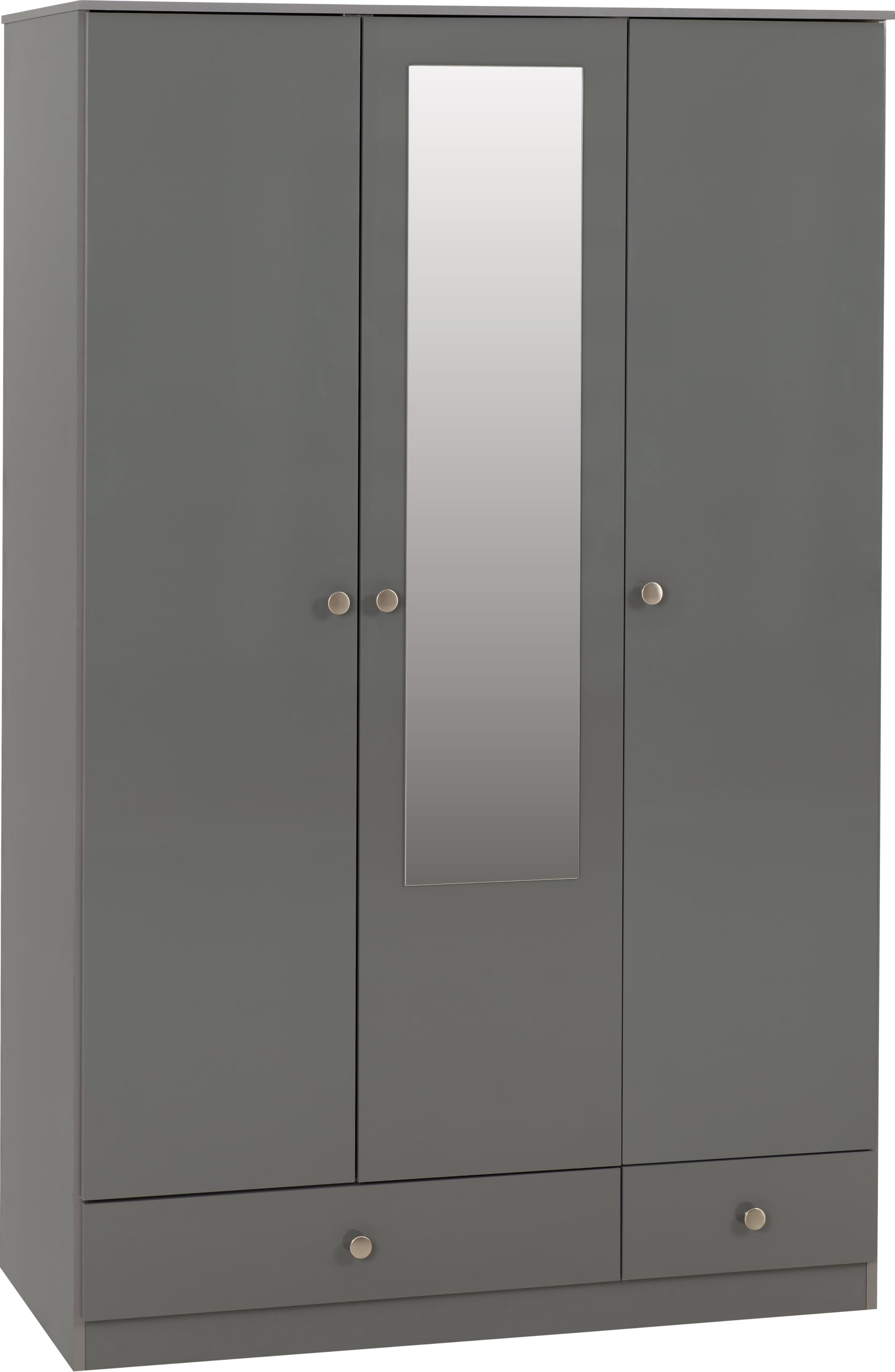 Seconique Denver 3 Door 2 Drawer Wardrobe Grey Gloss