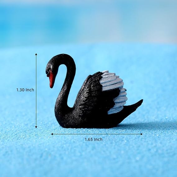 4Pcs Swan Miniature Figurines, Black & White Swans Fairy Garden Accessories
