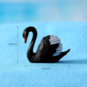 4Pcs Swan Miniature Figurines, Black & White Swans Fairy Garden Accessories