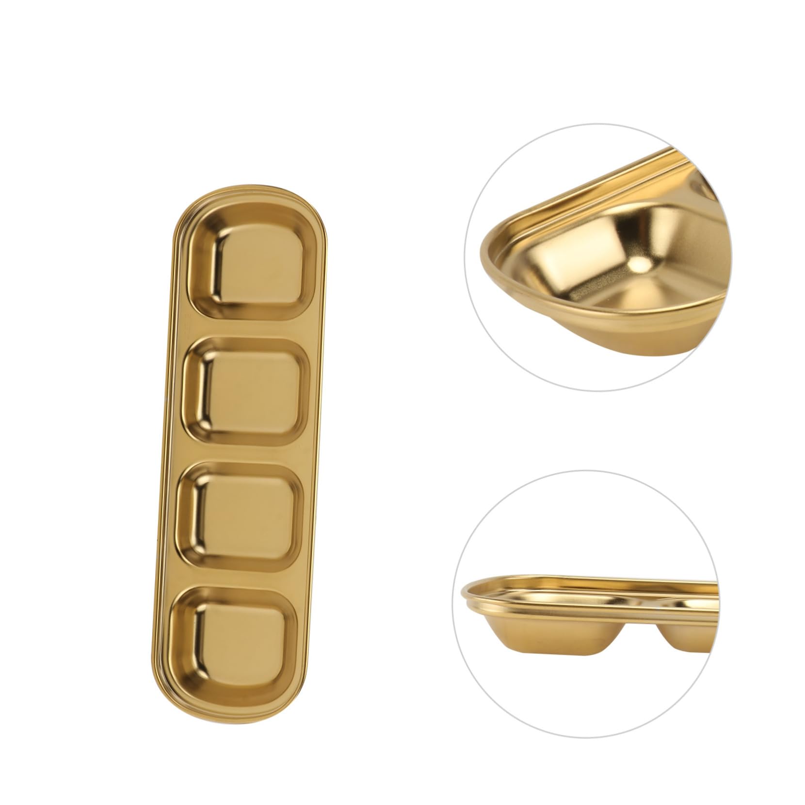 NAMOARLY 1pc Dipping Dish Gold Divided Serving Dish Dipping Sauce Cups Seasoning Dish Sauce Dipping Plates Japanese Dip Bowls Snack Bowls Dishes Soy Sauce Pot Two Munchies Sauce Dish Golden