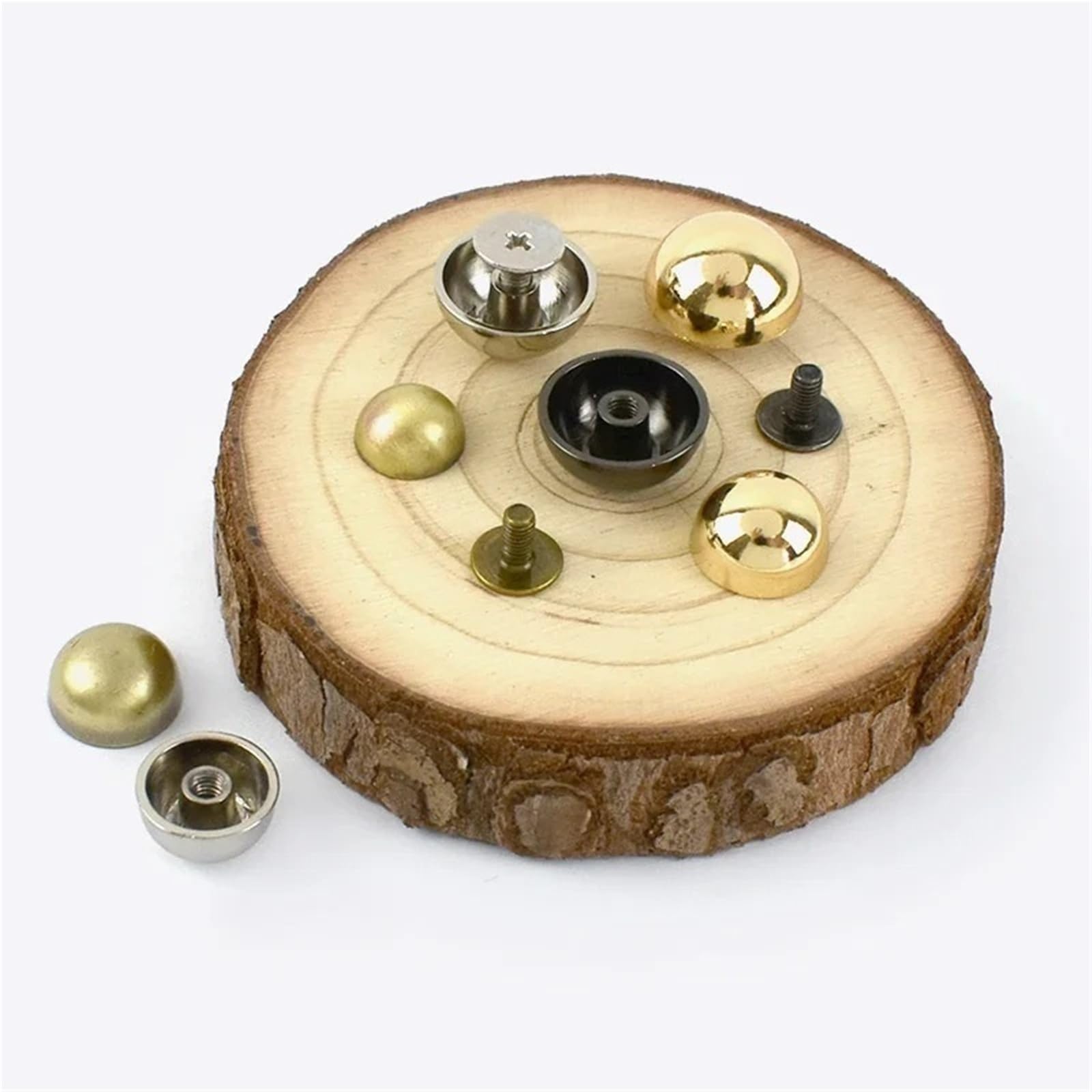 Flach Reißnägel 10/20 Stücke 8/10/12/15/20mm Mashroom Nieten for Handtasche Metall Snap Schnalle Tasche Studs Taste Nagel DIY Nähen Leder Handwerk(Brass,15mm-40Pcs)