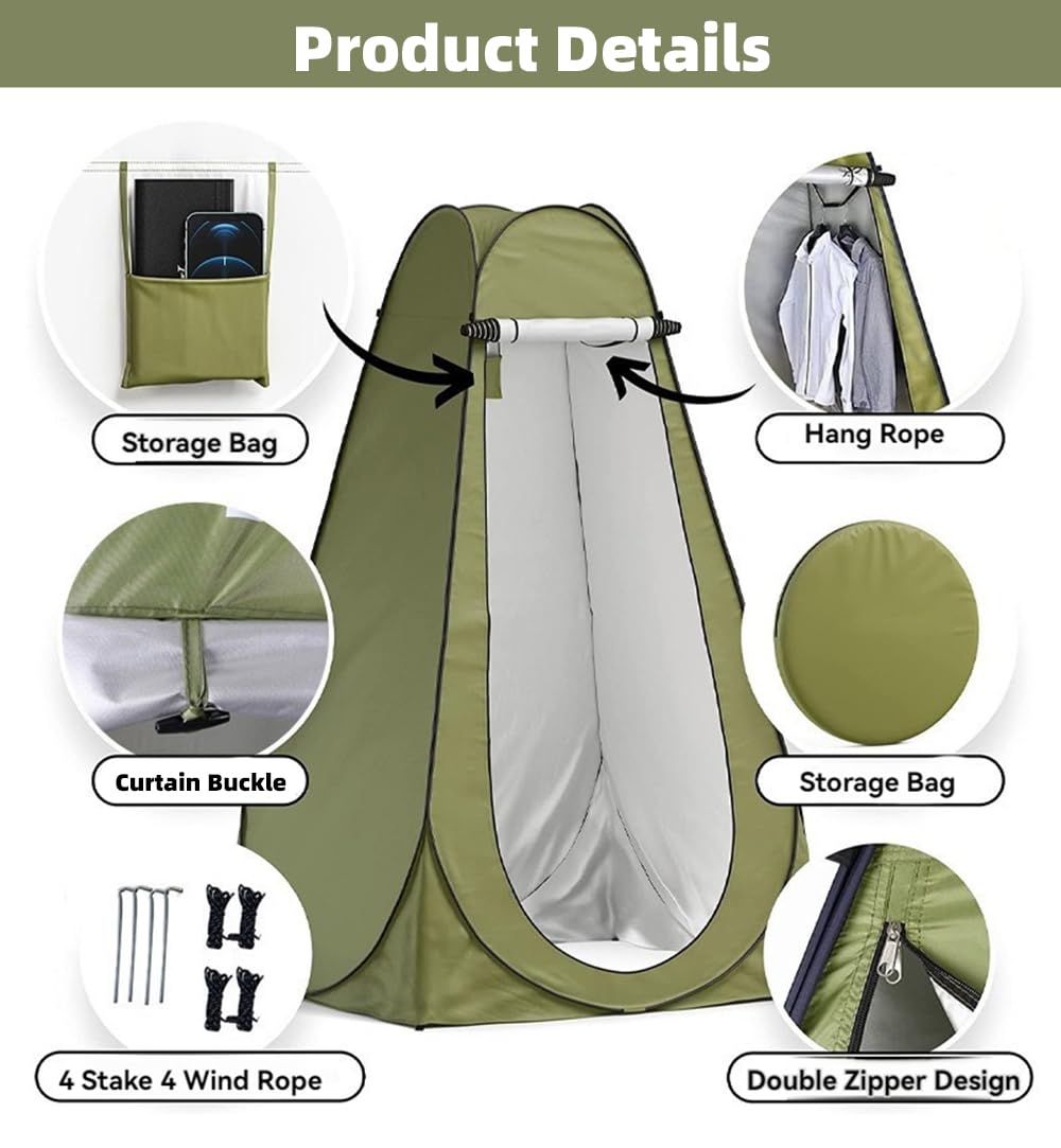 Tente de toilette pop-up et de douche, abri d'intimité portable pour l'extérieur, imperméable, anti-UV, convient pour le camping, la randonnée, la pêche, la plage et les pique-niques