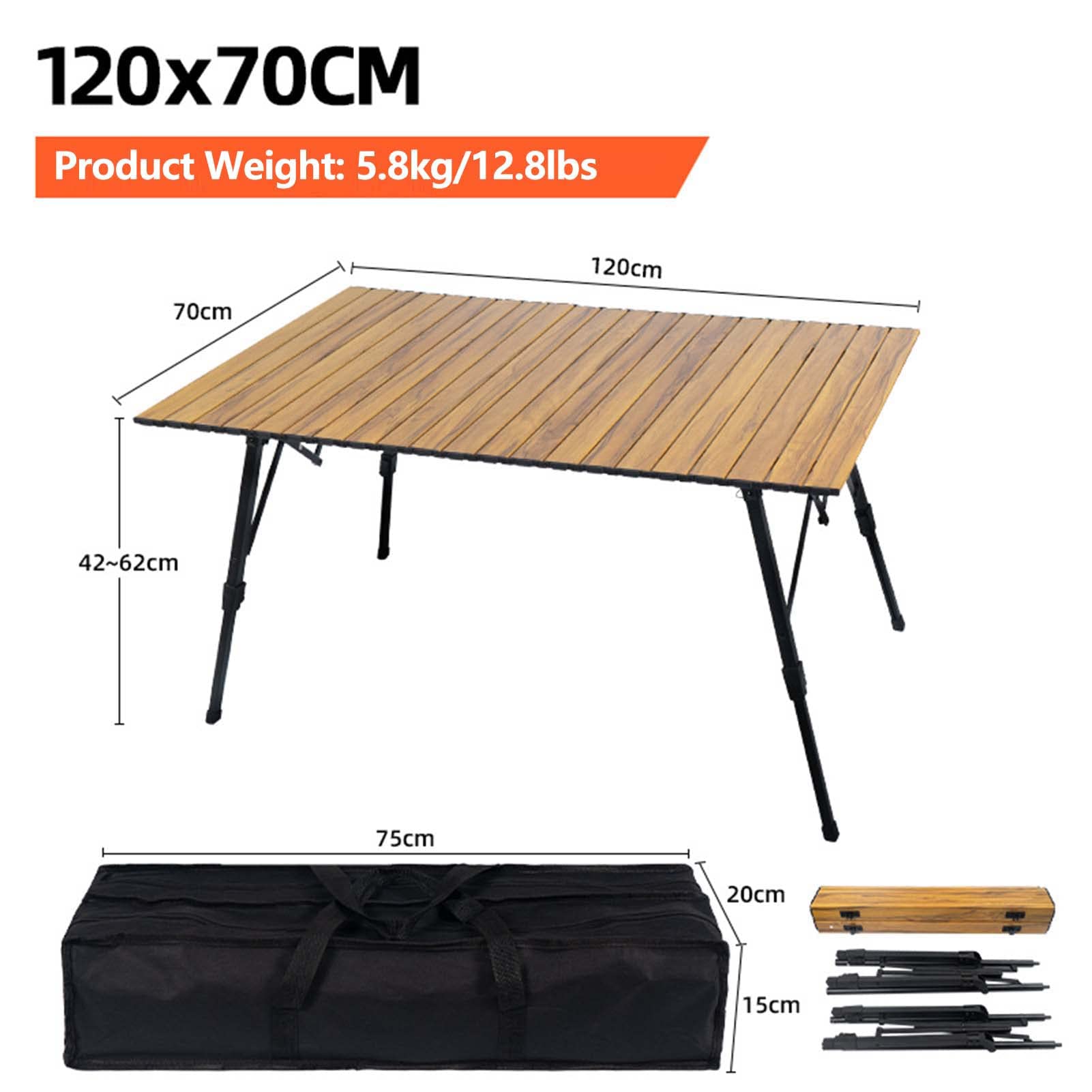 Verstellbarer, faltbarer Campingtisch, hochwertig, tragbar, stabiler Aluminium-Tisch, einfache Montage, Outdoor-Essen, ideal für Wandern, Garten, Kochen, Reisen