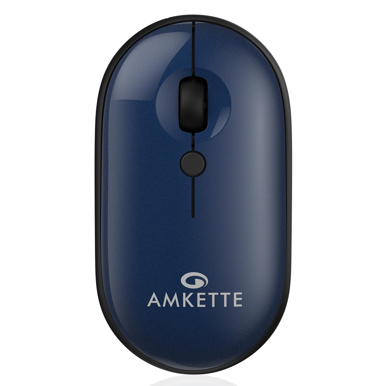 Amkette Hush Pro Byte Bluetooth Mouse | BT 5.3 & USB 2.4 GHz Wireless Connectivity | Easily Accessible Device Switch Button | Adjustable DPI Up to 1600 | Silent Clicks | Power Saving Features | Blue