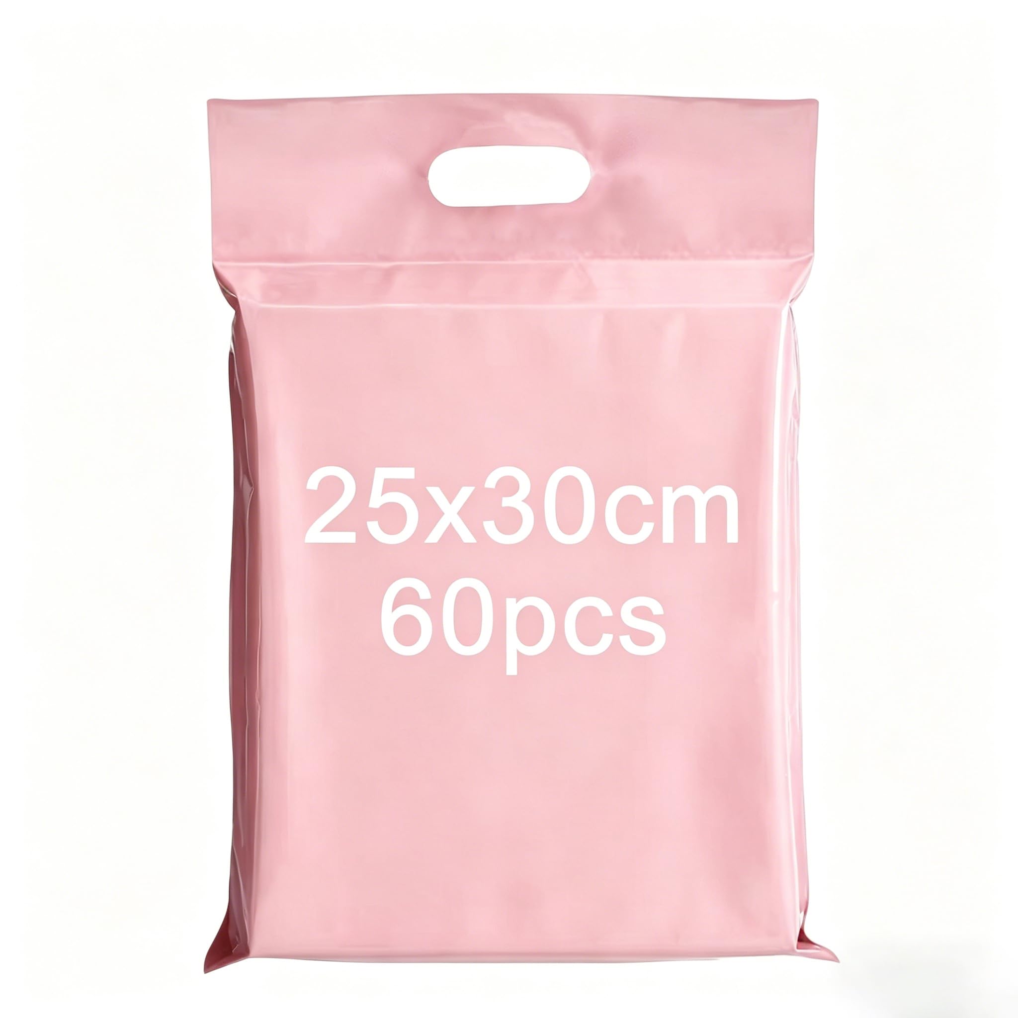 60 szt. 25x30cm Koperty wysyłkowe różowe, worki kurierskie z uchwytem, paczki na ubrania, Shipping bags, koperty plastikowe z samoprzylepnym zamykaniem nieprzezroczyste wodoodporne