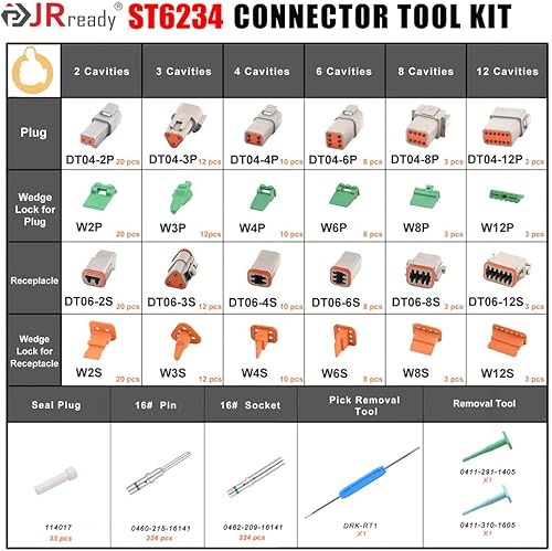 Miniatura 4 de JRready DT Deutsch Kit de conectores 2 3 4 6 8 12 pines gris impermeable IP67 conector eléctrico con contactos sólidos y conectores DT impermeables